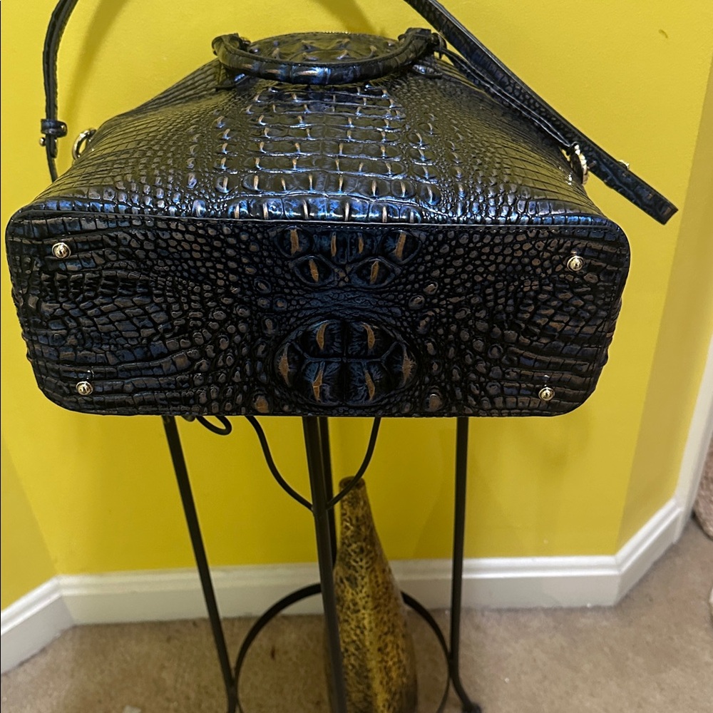 Brahmin Black Croc-Embossed Top-Handle Satchel - Picture 2 of 5